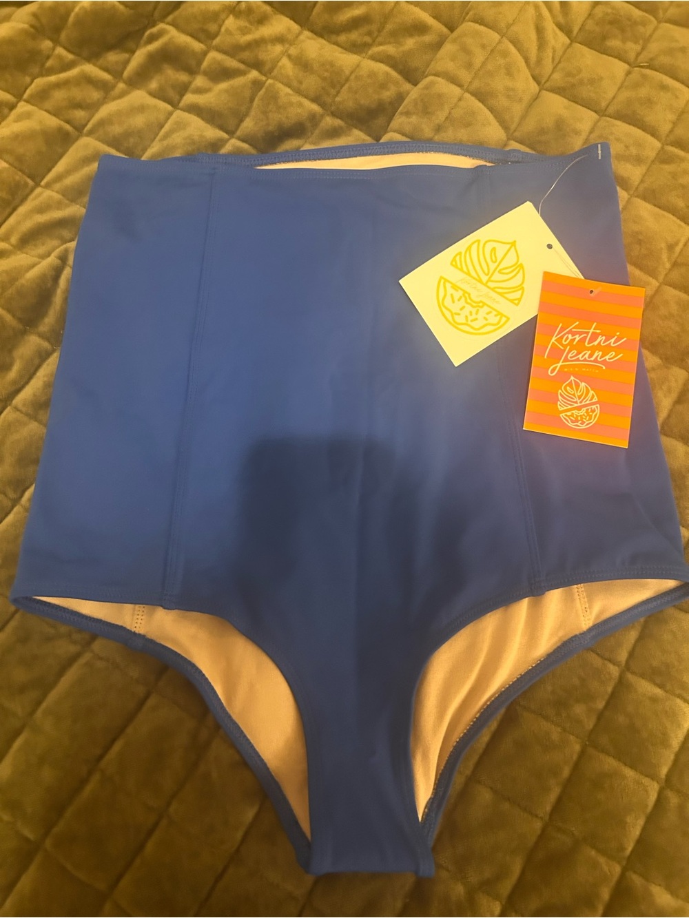 Kortni Jeane High-Waist Swim Shorts in Royal Blue